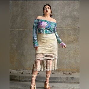 Boho SHEIN festival vacation tropical style skirt